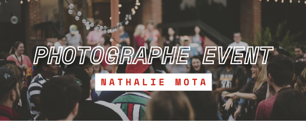 En-tête du site Photographe event de nathalie Mota avec une photo de danse en arrière plan.